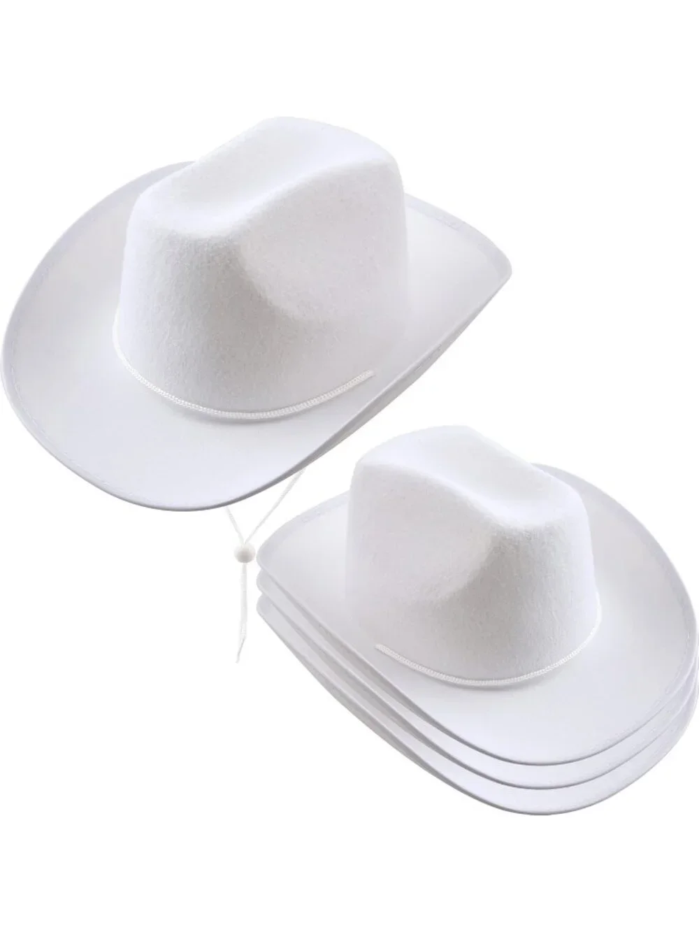 Kids White Plain Felt Western Plain Cowboy Cowboy Hat 4 Pack for Cosplay